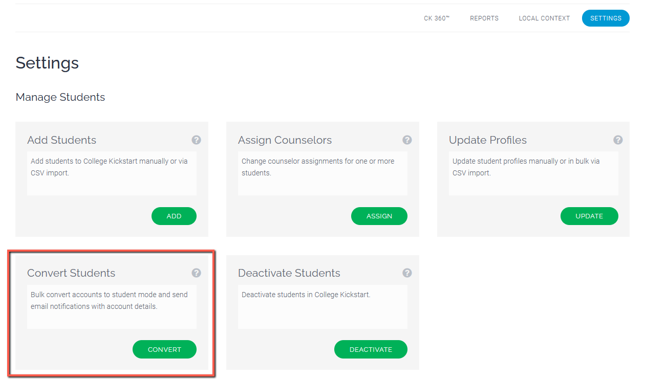 How to convert student accounts to studentpowered in batch College